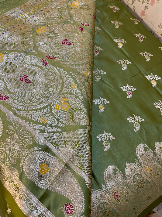 Banarasi satin silk mix Meenakari