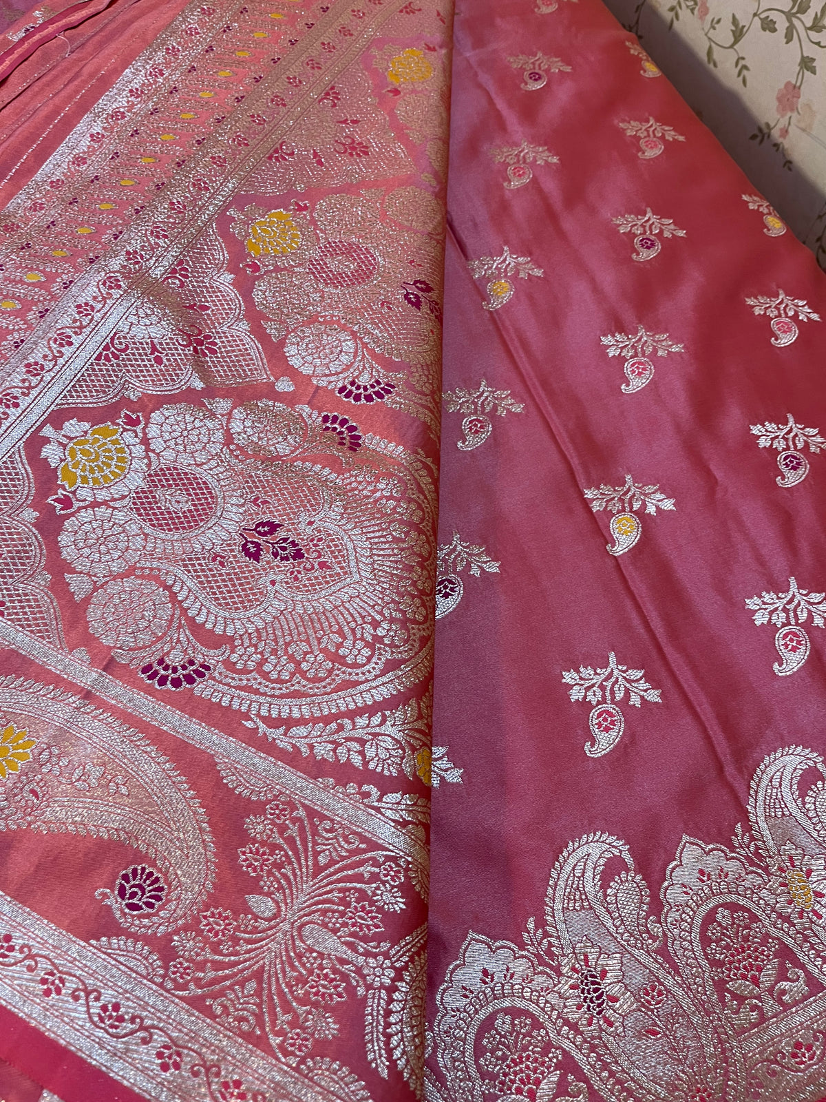 Banarasi satin silk mix Meenakari