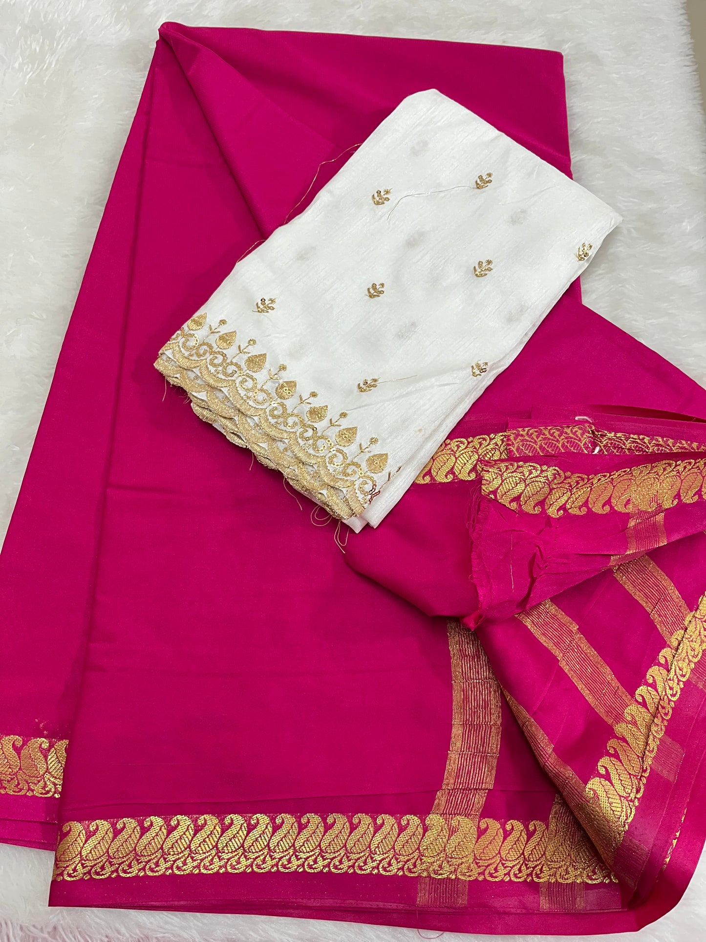 Semi Mysore silk (With white blouse piece)