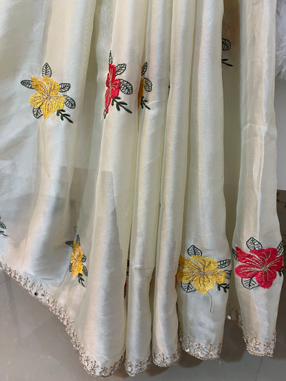 Organza tissue premium quality saree - HOA129