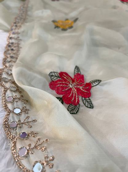 Organza tissue premium quality saree - HOA129