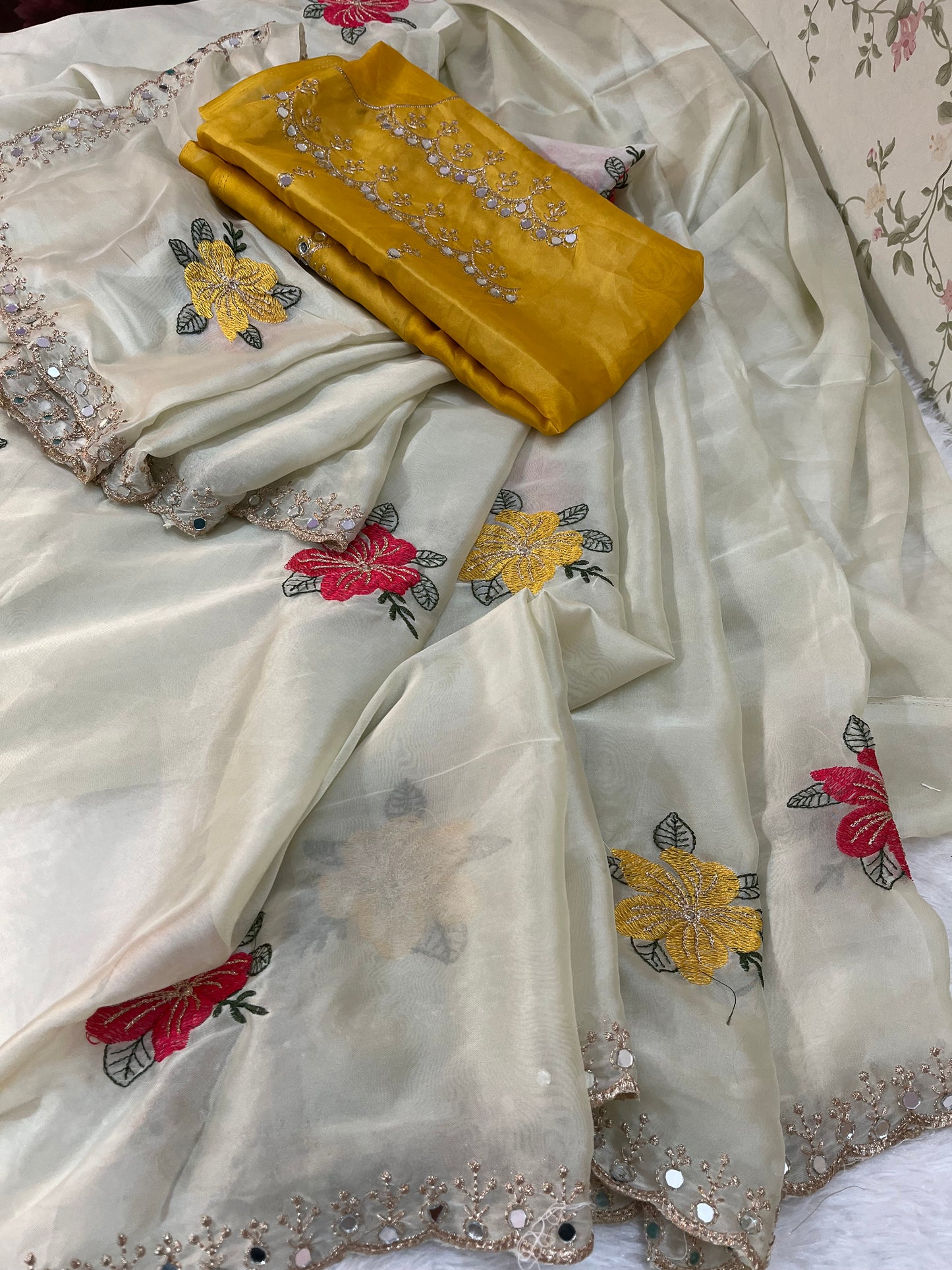 Organza tissue premium quality saree - HOA129