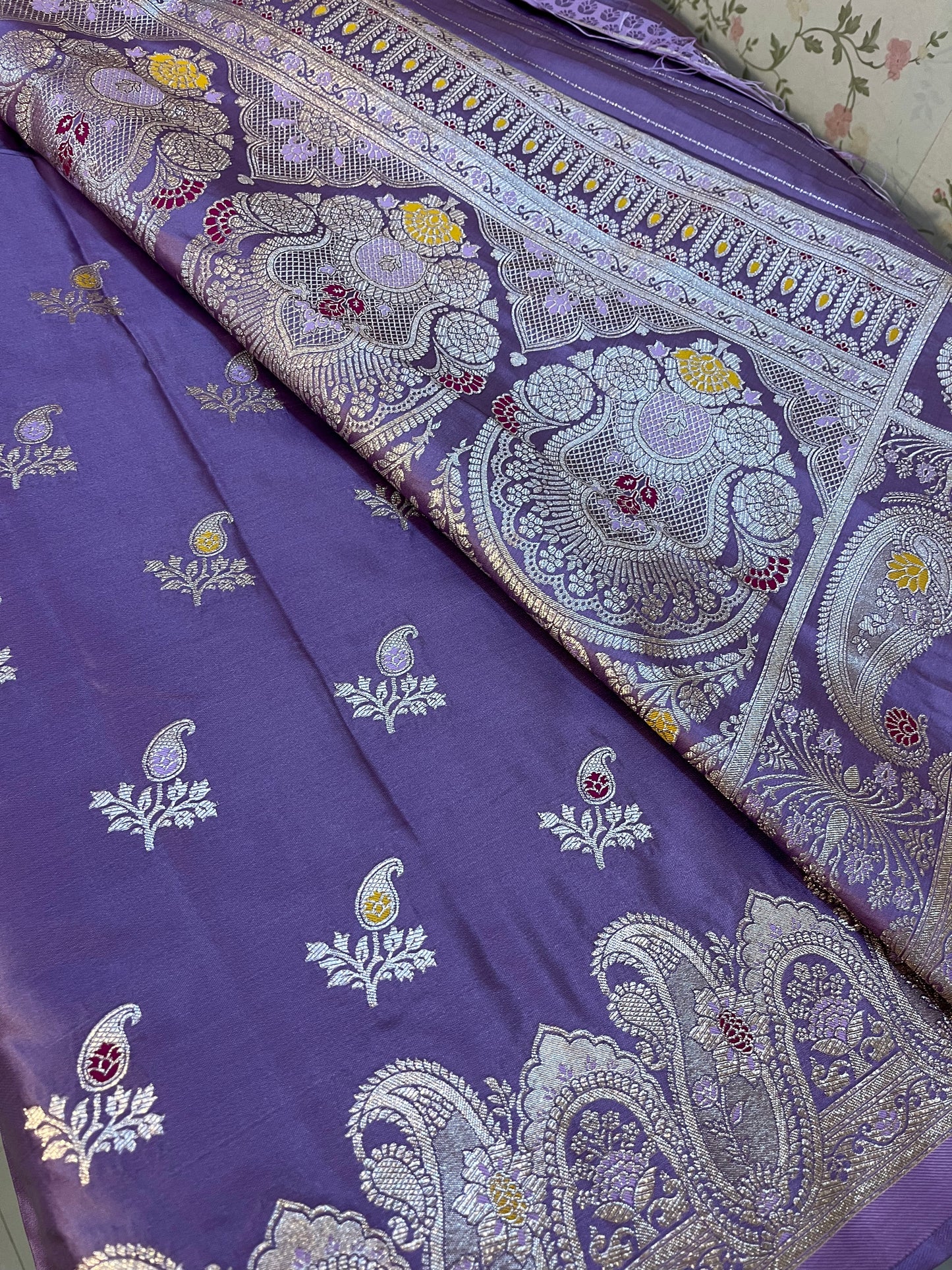 Banarasi satin silk mix Meenakari