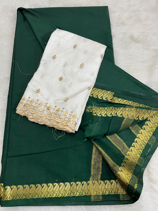 Semi Mysore silk (With white blouse piece)