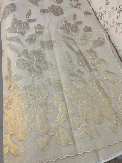 Gold Appliqué work in Kota silk(Gold)
