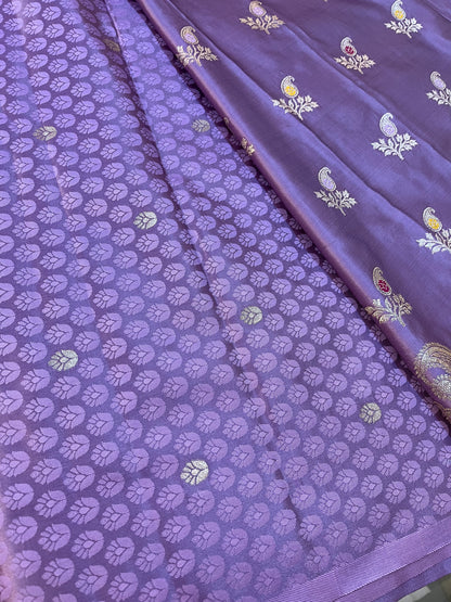 Banarasi satin silk mix Meenakari