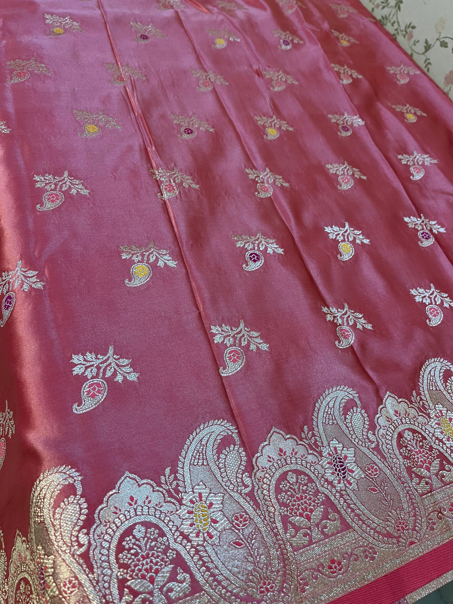 Banarasi satin silk mix Meenakari