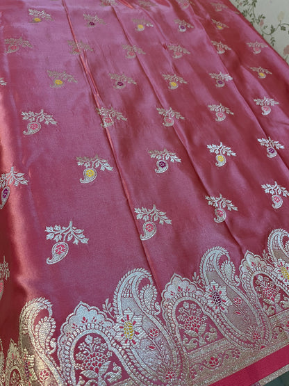 Banarasi satin silk mix Meenakari