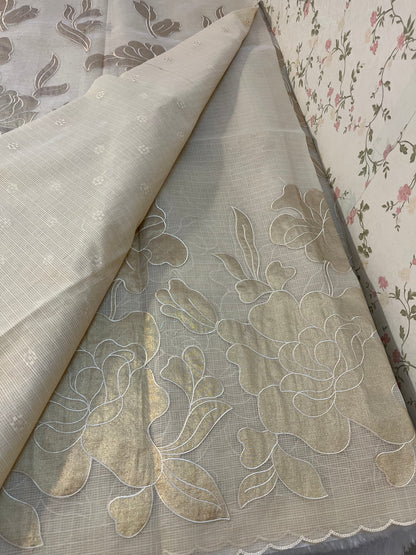 Gold Appliqué work in Kota silk(Gold)