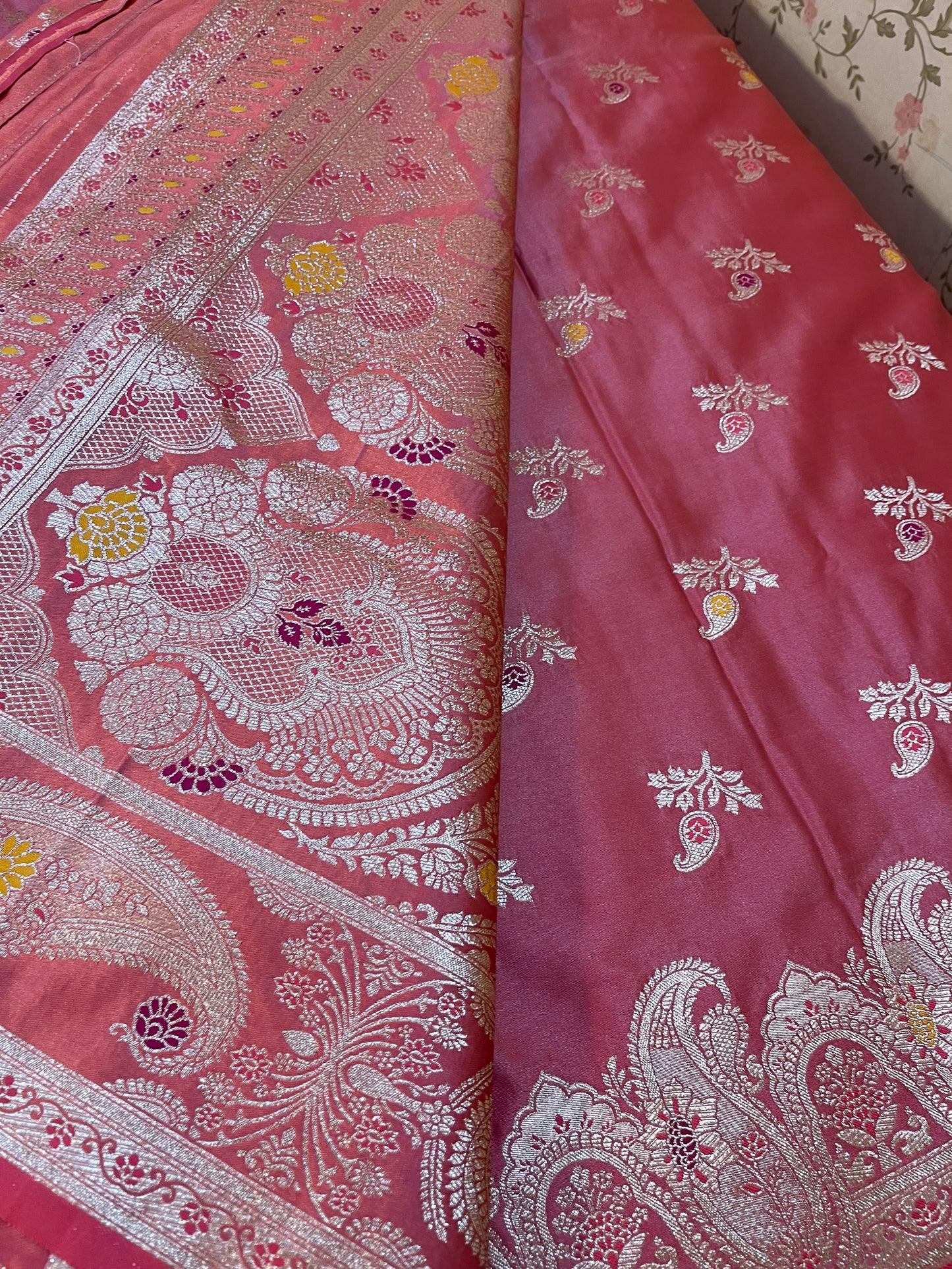 Banarasi satin silk mix Meenakari