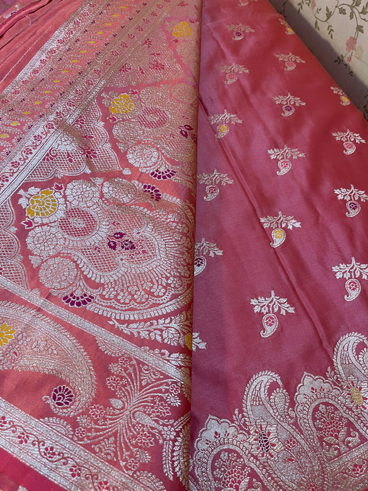 Banarasi satin silk mix Meenakari