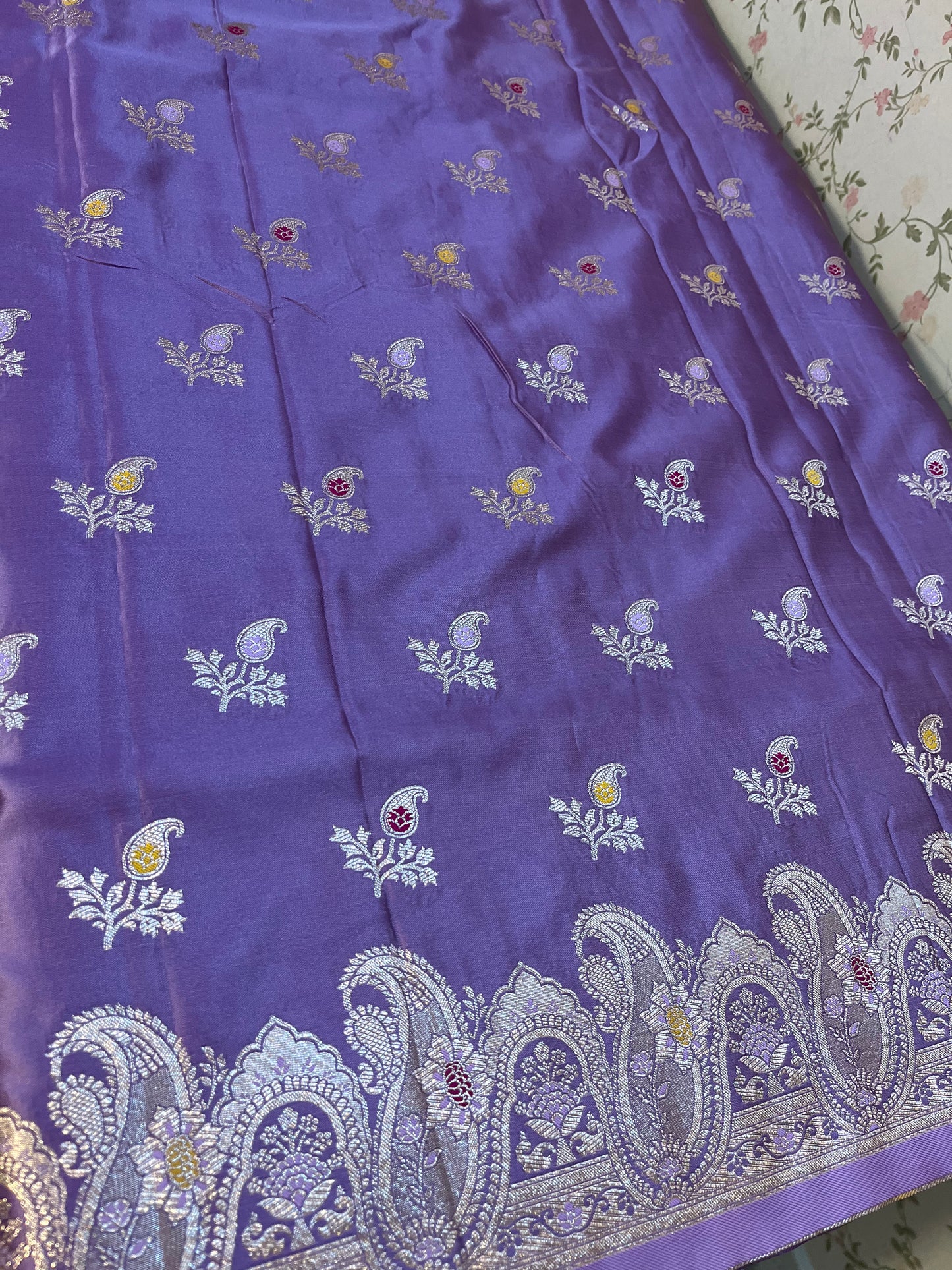 Banarasi satin silk mix Meenakari