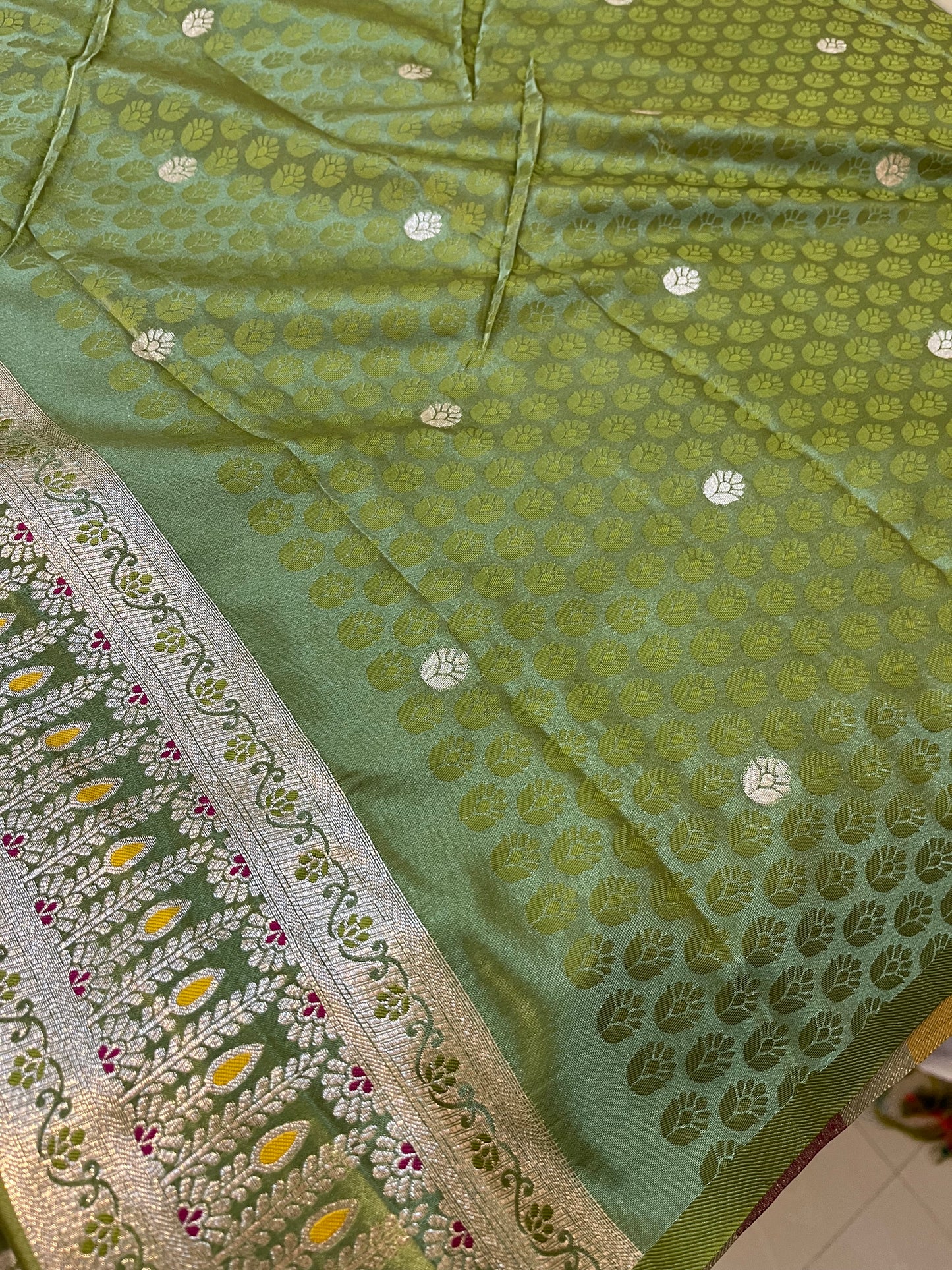 Banarasi satin silk mix Meenakari