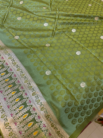 Banarasi satin silk mix Meenakari
